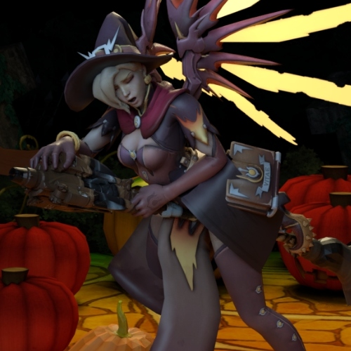 Mercy grinding her broomstick VR Porn Video